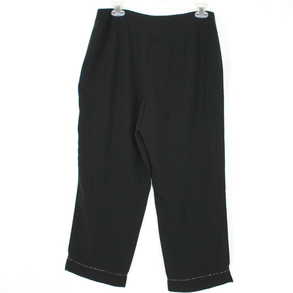 PRINCIPLES Capri Pants Woman Size 14 Black Straight Leg Colored Beads Y2K VTG.